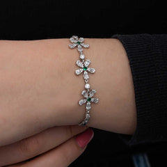 Bracelet pour femme en argent à motif de fleurs baguettes