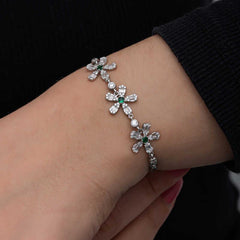 Bracelet pour femme en argent à motif de fleurs baguettes