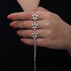 Bracelet pour femme en argent à motif de fleurs baguettes