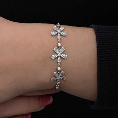 Bracelet pour femme en argent à motif de fleurs baguettes