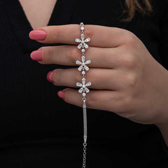 Bracelet pour femme en argent à motif de fleurs baguettes