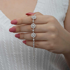 Bracelet pour femme en argent à motif de fleurs baguettes