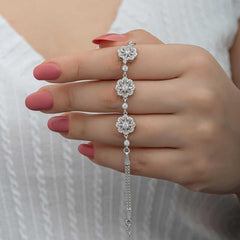 Bracelet pour femme en argent à motif de fleurs baguettes