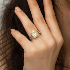 Silver Baguette Square Women's Ring