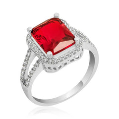 Silver Baguette Square Women's Ring