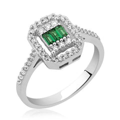 Silver Baguette Cut Women's Ring