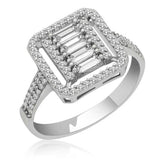 Silver Baguette Cut Women's Ring