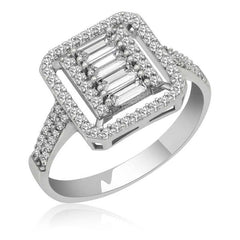 Silver Baguette Cut Women's Ring