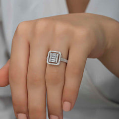 Silver Baguette Cut Women's Ring