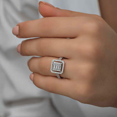 Silver Baguette Cut Women's Ring