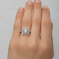 Silver Baguette Cut Women's Ring