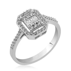 Silver Baguette Cut Women's Ring