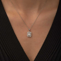 Silver Baguette Stone Women's Necklace