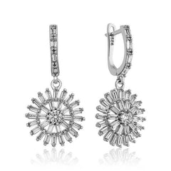 Silver Baguette Stone Women's Earrings