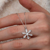 Silver Baguette Stone Flower Women's Necklace
