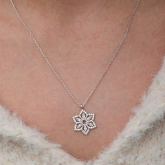 Silver Baguette Stone Flower Women's Necklace