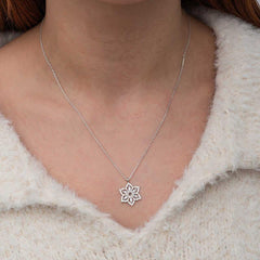 Silver Baguette Stone Flower Women's Necklace