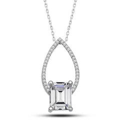 Silver Baguette Stone Drop Women's Necklace