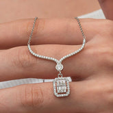 Silver Baguette Stone Choker Model Women's Necklace