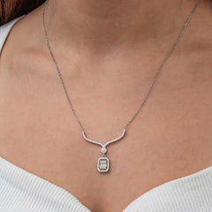 Silver Baguette Stone Choker Model Women's Necklace