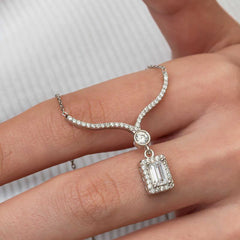 Silver Baguette Stone Choker Model Women's Necklace