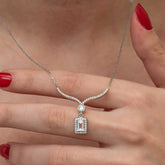 Silver Baguette Stone Choker Model Women's Necklace