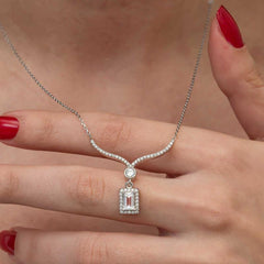 Silver Baguette Stone Choker Model Women's Necklace