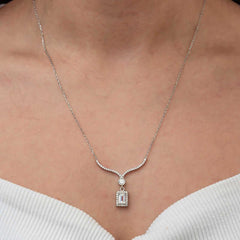 Silver Baguette Stone Choker Model Women's Necklace