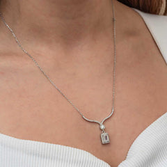 Silver Baguette Stone Choker Model Women's Necklace