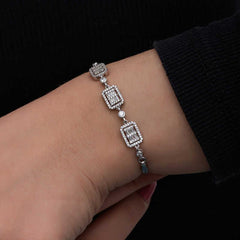 Gümüş Baget Taşlı Kadın Bileklik