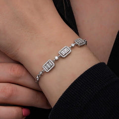 Gümüş Baget Taşlı Kadın Bileklik