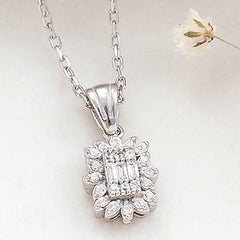 Silver Baguette Stone Women's Necklace