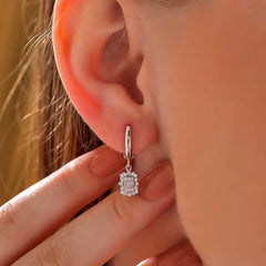 Silver Baguette Stone Women's Earrings