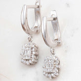 Silver Baguette Stone Women's Earrings