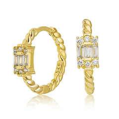 Silver Baguette Stone Women's Earrings