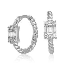 Silver Baguette Stone Women's Earrings