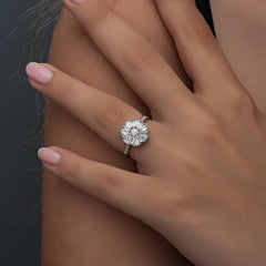 Silver Baguette Stone Women's Ring