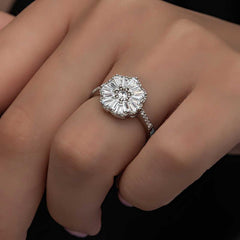 Silver Baguette Stone Women's Ring