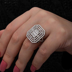 Silver Baguette Stone Women's Ring