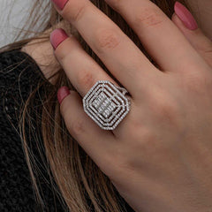 Silver Baguette Stone Women's Ring