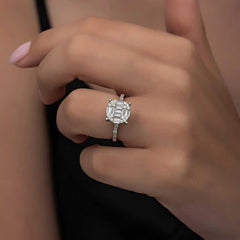 Silver Baguette Stone Women's Ring