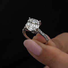 Silver Baguette Stone Women's Ring