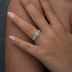 Silver Baguette Stone Women's Ring