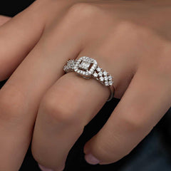 Silver Baguette Stone Women's Ring