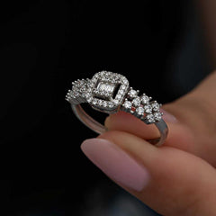 Silver Baguette Stone Women's Ring