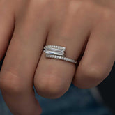 Bague pour femme en argent avec pierre baguette