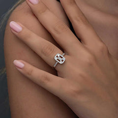 Silver Baguette Stone Women's Ring