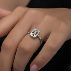 Silver Baguette Stone Women's Ring