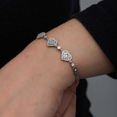 Silver Baguette Stone Heart Women's Bracelet