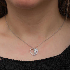 Silver Baguette Stone Heart Women's Necklace